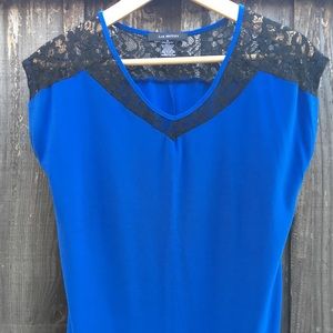 Blue top with lace trim